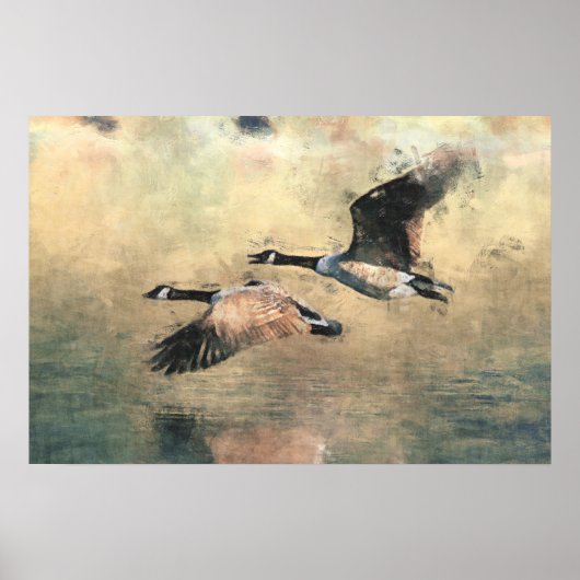 Flying Canada Geese Poster ポスター (正面)