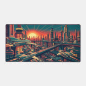  Flying Car Skyway - Retro Future Cityscape デスクマット (正面)