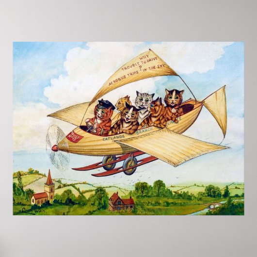 Flying Cats, Louis Wain ポスター (正面)