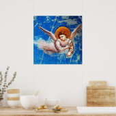 FLYING CHRISTMAS ANGEL IN BLUE SKY ポスター (キッチン)