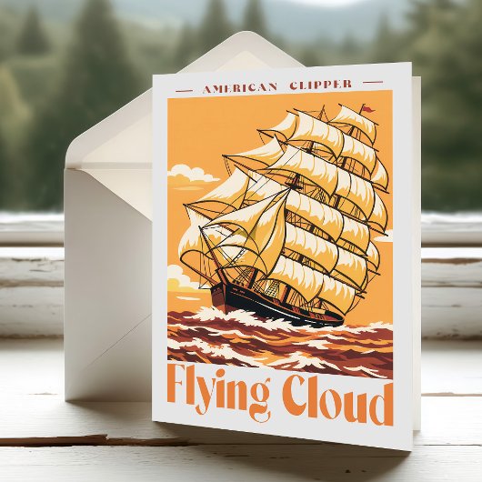 Flying Cloud American Clipper Ship Vintage Poster サンキューカード