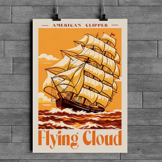 Flying Cloud American Clipper Ship Vintage Poster ポスター