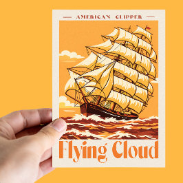 Flying Cloud American Clipper Ship Vintage Poster ポストカード