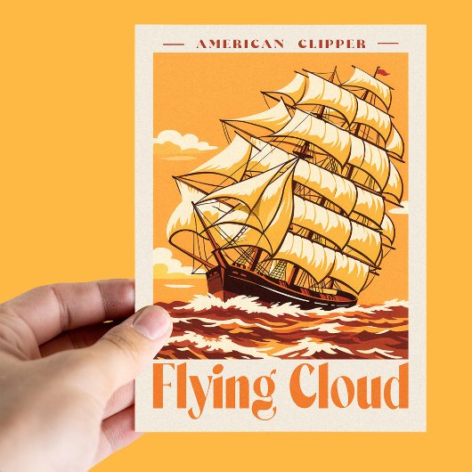 Flying Cloud American Clipper Ship Vintage Poster ポストカード