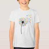 Flying colorful birds dandelion flow トライブレンドＴシャツ (正面)