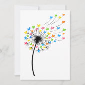 Flying colorful birds dandelion flow 招待状 (正面)