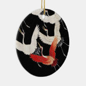 Flying Cranes Japanese Bird Kimono Art セラミックオーナメント (右)