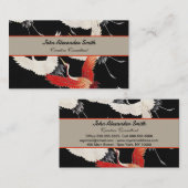 Flying Cranes Japanese Bird Kimono Art 名刺 (正面/裏面)