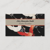 Flying Cranes Japanese Bird Kimono Art 名刺 (正面)