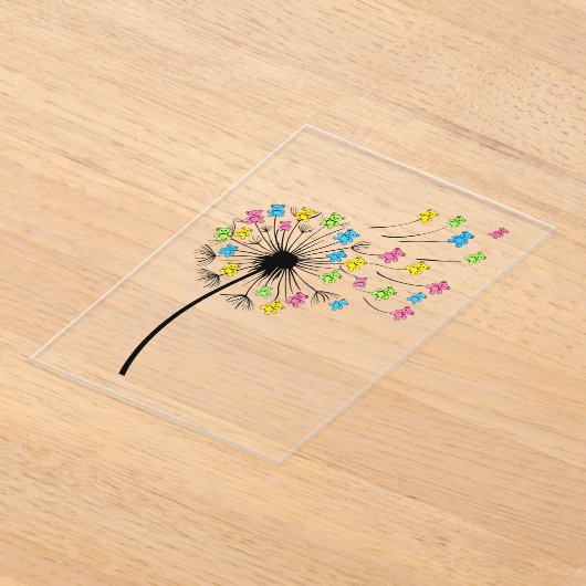 Flying cute bears dandelion flow アクリル招待状 (レイダウン)