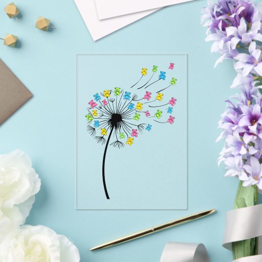 Flying cute bears dandelion flow アクリル招待状 (インサイチュ (ウェディング))