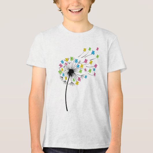 Flying cute bears dandelion flow トライブレンドＴシャツ (正面)