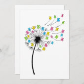 Flying cute bears dandelion flow 招待状 (正面/裏面)