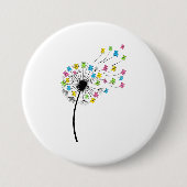 Flying cute bears dandelion flow 缶バッジ (正面)