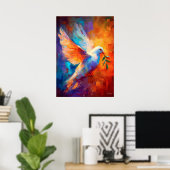 Flying Dove of Peace Impressionist Painting ポスター (ホームオフィス)