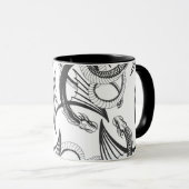 Flying Dragon in dark gray and white. マグカップ (正面右)