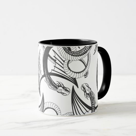 Flying Dragon in dark gray and white. マグカップ (正面右)