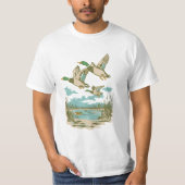 Flying Ducks Wetland Wildlife Nature Hunting Outdo Tシャツ (正面)