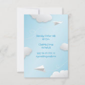 flying folded paper airplanes girls birthday 案内状 (裏面)