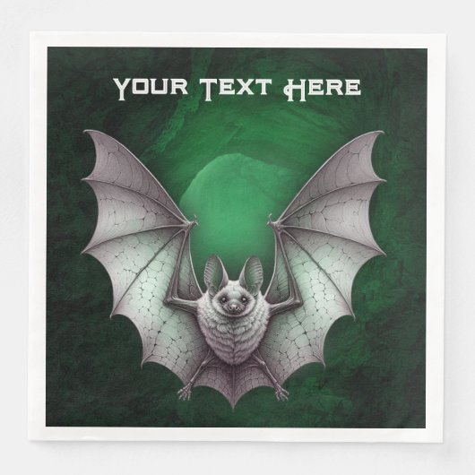 Flying Grey Bat Spooky Green Glowing Cave Trees (正面)