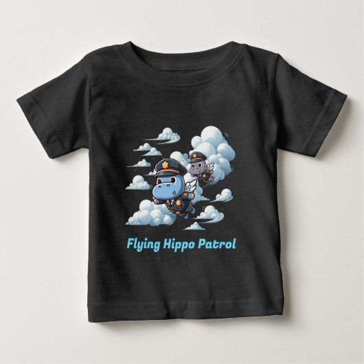 "Flying Hippo Patrol" ベビーTシャツ (正面)