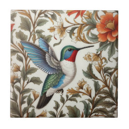 Flying Hummingbird William Morris Inspired タイル