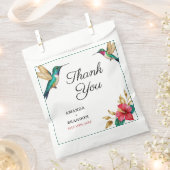 Flying Hummingbirds Red Tropical Flower Wedding フェイバーバッグ (クリップ留めされた状態)