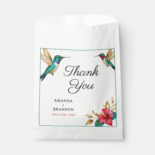 Flying Hummingbirds Red Tropical Flower Wedding フェイバーバッグ (正面)