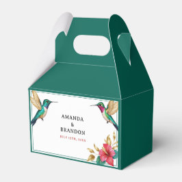 Flying Hummingbirds Red Tropical Flower Wedding フェイバーボックス