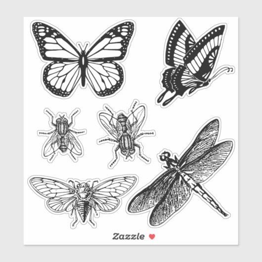 Flying insects transparent stickers シール (シート)