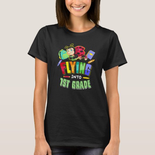 Flying Into 1st Grade Ladybug Back To School First Tシャツ (正面)