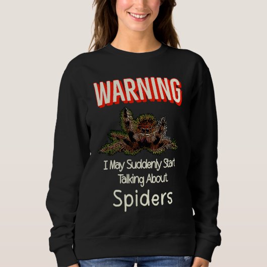 Flying Jumping Spider Warning Spooder Mom Spooder スウェットシャツ (正面)