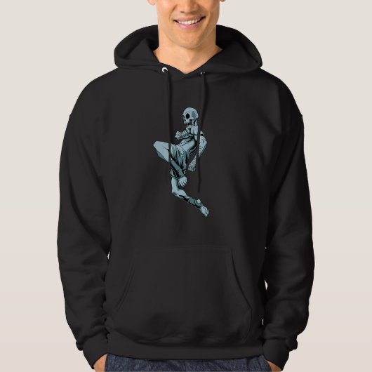 Flying Knee Skeleton Muay Thai Skeleton Thai Box パーカ (正面)