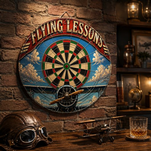 Flying Lessons Vintage Biplane Classic Aviation ダーツボード
