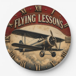 Flying Lessons Vintage Biplane Classic Aviation ペーパープレート