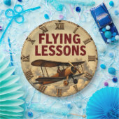 Flying Lessons Vintage Biplane Retro Flight School ペーパープレート (パーティー)