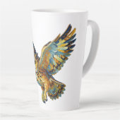 Flying Owl Abstract Colorful Brushstroke Art カフェラテマグ (右アングル)