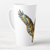 Flying Owl Abstract Colorful Brushstroke Art カフェラテマグ (左アングル)