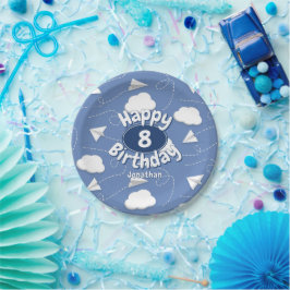 flying paper airplanes boy or girl birthday ペーパープレート