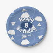flying paper airplanes boy or girl birthday ペーパープレート (正面)