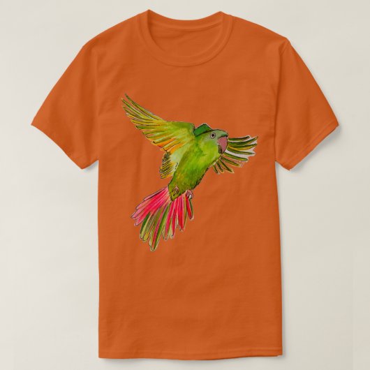 Flying Parrot Watercolor Painting Tシャツ (デザイン正面)