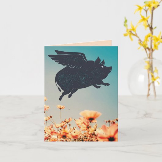 Flying Pig カード (黄色い花)