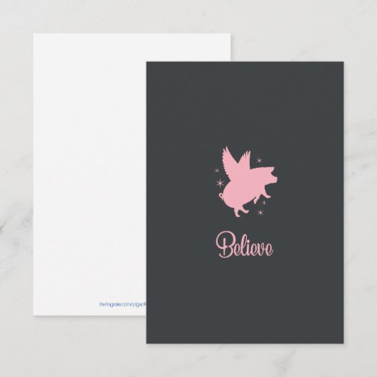Flying Pig Believe Flat Note Card ノートカード (正面/裏面)