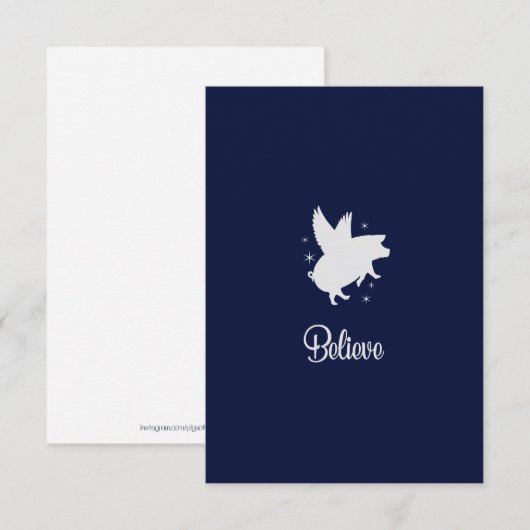 Flying Pig Believe Flat Note Card ノートカード (正面/裏面)