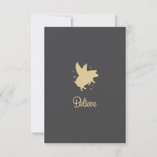 Flying Pig Believe Flat Note Card ノートカード (正面)