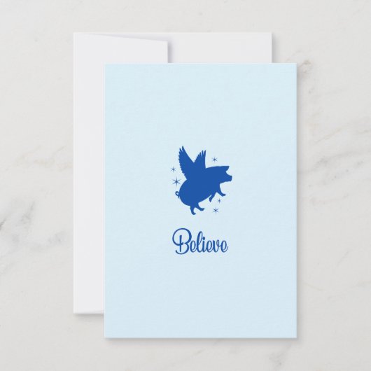 Flying Pig Believe Flat Note Card ノートカード (正面)