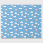 Flying Pig Cute Piglet with Wings Pattern ラッピングペーパー (フラット)