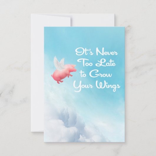 Flying Pig Grow Your Wings Flat Note Card ノートカード (正面)
