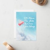 Flying Pig Grow Your Wings Flat Note Card ノートカード (正面/裏面インサイチュ)