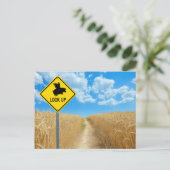 Flying Pig Sign Postcard ポストカード (スタンド正面)